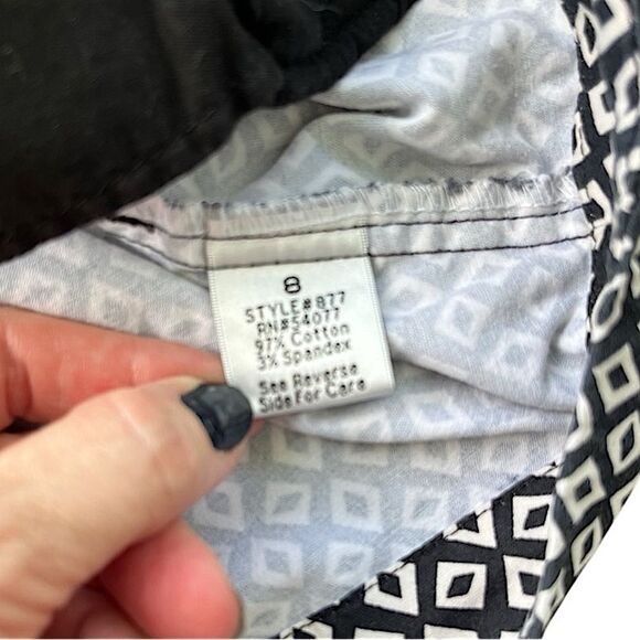 Cabi Black White Geometric Print Ankle Pants Size 8 - Picture 7 of 10